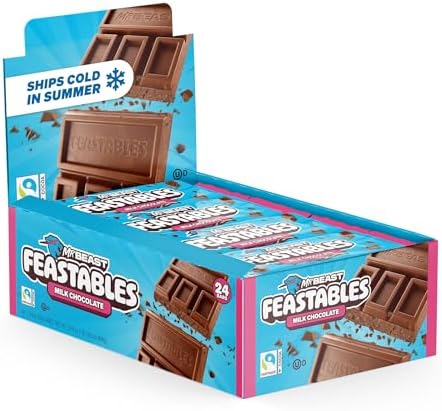 MrBeast Feastables Milk Chocolate Bar, Full Size, 24 Count, Fairtrade Cocoa