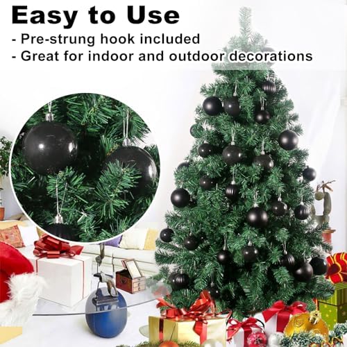 Black 3.2" Large Christmas Balls - Christmas Tree Decoration Ornaments Shatterproof Hanging Balls for Birthday Halloween Holiday Wedding Decorations Set of 18pcs