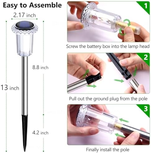 DenicMic Solar Pathway Lights Outdoor Waterproof Cold White LED 15 Pack