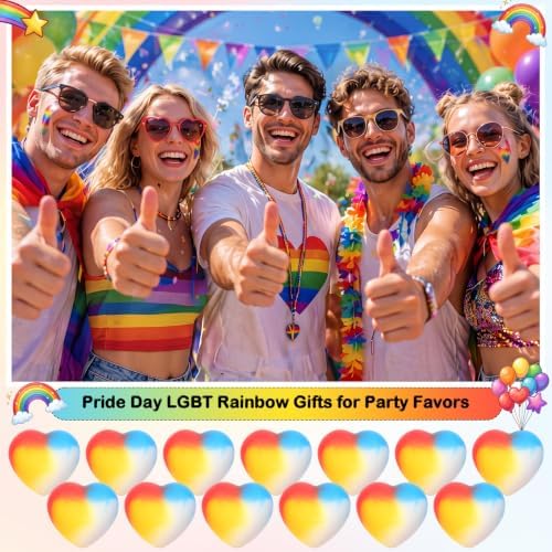 Thenshop 60 Pcs Pride Pocket Hug Rainbow Heart Decor Gift Bulk