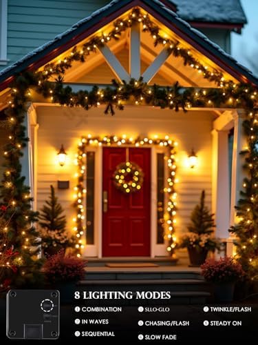 Solar Christmas Lights Outdoor 6 Pack 228FT 600LED String Lights Warm White