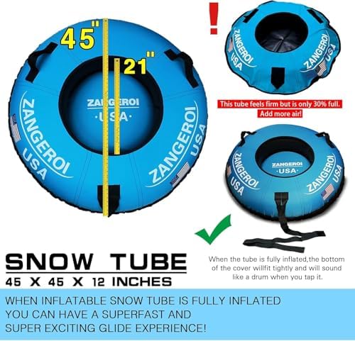 Snow Tube for Sledding Snow Tubes Heavy Duty Snow Tube for Kids Adult Snow Sled Sledding Tube Inflatable Snow Tubes for Kids Towable Rubber Snows Tube with Cover