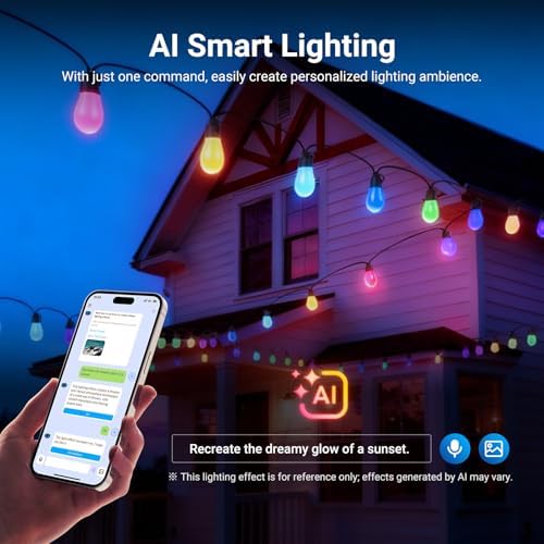 NEEWER 48ft Outdoor String Lights, App Control Smart AI RGBW Hanging, NR01