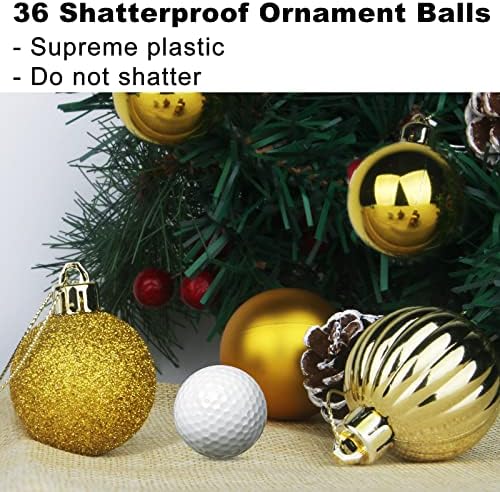 Gold 2.5" Christmas Balls Christmas Tree Decoration Ornaments Shatterproof Hanging Balls for Birthday Halloween Holiday Wedding Decorations Set of 36pcs
