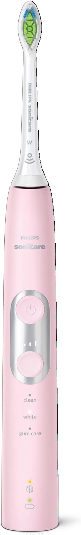 Philips Sonicare ProtectiveClean 6500 Rechargeable Electric Toothbrush, with Pressure Sensor, 3 Cleaning Modes, SmarTimer and QuadPacer, 14-Day Battery Life, Charging Travel Case, Pink, HX6462/06