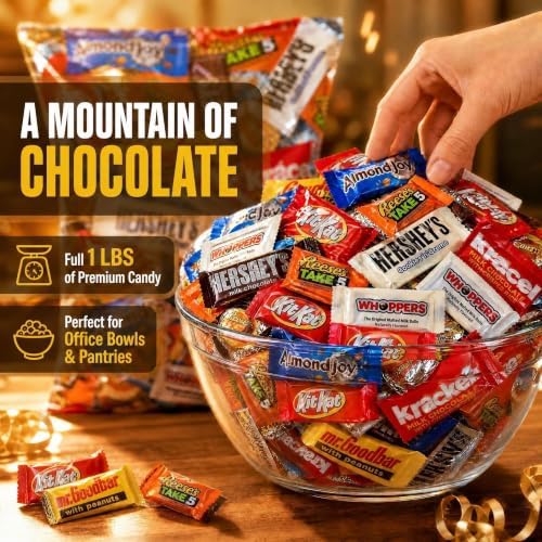 Bulk Chocolate Assortment Variety Pack - Chocolate Candy Variety Pack -1 lb Bag of Milk, Dark, Bars and more! Bulk Candy Mix for Treat Bags (1 LBS)