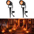 Halloween Orange Spot Lights Outdoor, 14 LED Landscape Lighting with US Plug, IP65 Waterproof Spotlights for Yard Garden Tree Porch Pathway Christmas Decor 2 Pack