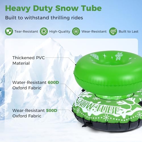 GYMAX Inflatable Snow Tube Sled, 42" Heavy Duty Snow Tubing for Sledding