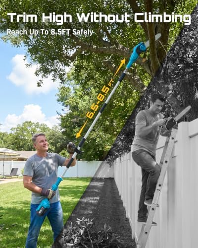 SEESII Cordless Pole Saw and Pole Hedge Trimmer Combo, 2-in-1 40V 4.0Ah Kit