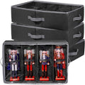 Preboun 4 Pack Christmas Nutcracker Storage Box Clear Top,Black