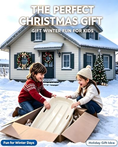 35" Snow Sled for Teens & Adults, Heavy Duty Fast Sliding Toboggan