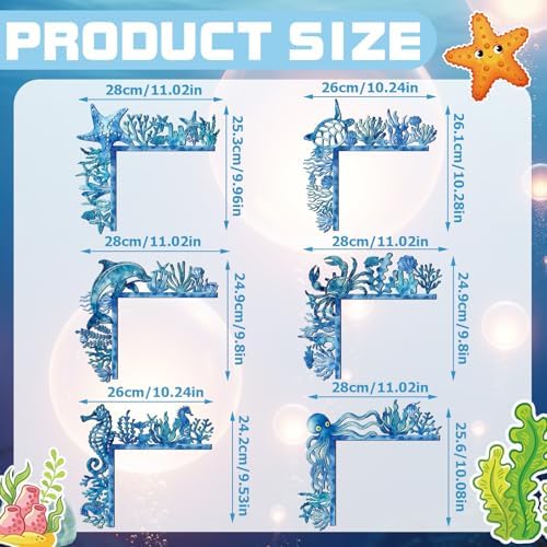 Qunclay 6 Pcs Coastal Door Corner Frame, Blue Christmas Coastal Door Topper