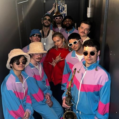 UOUA 80s Outfit for Men 90s Costumes 2 Piece Long Sleeve Track Suit Set