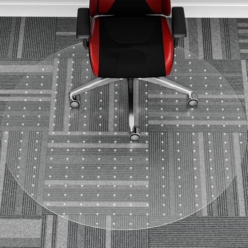 WASJOYE Office Chair Mat for Carpet, 48 Inch PVC Clear Round Carpet