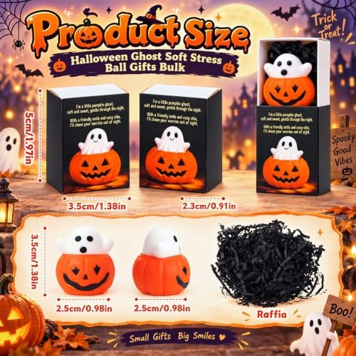 24 Sets Halloween Party Favors Ghost in Pumpkin Encouraging Gifts Trinkets