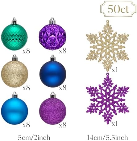 Valery Madelyn 50ct Christmas Tree Decorations Ball Ornaments 2 Inches
