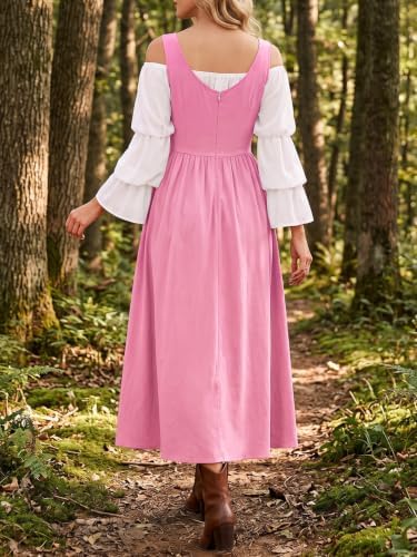 Wenrine Renaissance Costume Womens Lace Up Corset Halloween Medieval Dress