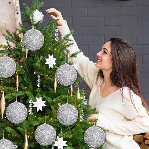 Lyrow 24 Pcs 4" Christmas Ball, Silver