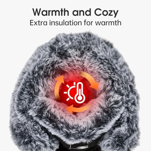 HOBIBEAR Womens Winter Boots Warm Faux Fur Lined Snow Boots Cold Weather Outdoor Shoes Water Resistant