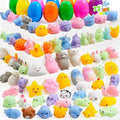 JOYIN 72 Pcs Easter Prefilled Eggs with Mochi Squishy Toys, Kawaii Stress Reliever Squishy Toy for Easter Egg Hunt, Kids Party Favor, Basket Stuffers, Goodie Bag Fillers, Classroom Prize Supplies