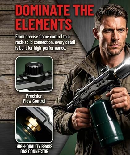 Powerful Propane Torch Gun, Gift for Men Dad, Culinary Blow Kitchen Cooking Torch for Steak Searing, Campfire Charcoal Starter for Blackstone Griddle Accessories (Tank Not included) Black Space Gray