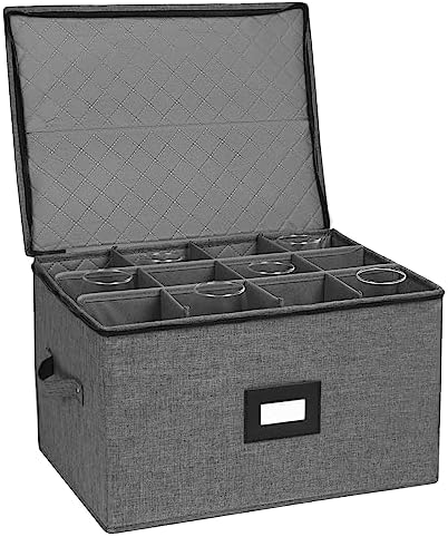 Mayniu Stemware Storage Cases, Wine Glass Storage Box with Dividers