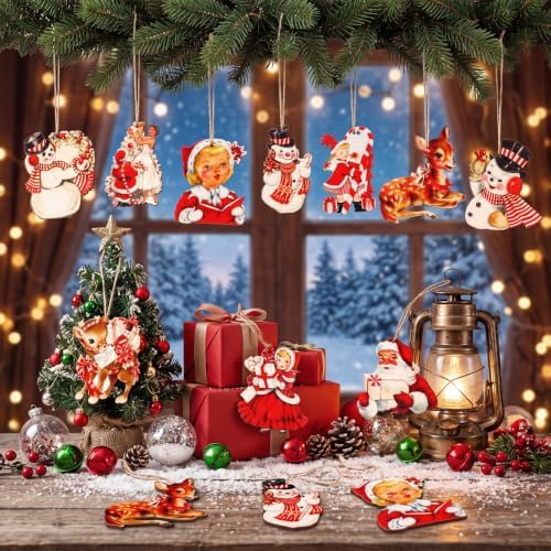 Huwena 36 Pcs Vintage Christmas Tree Ornaments, Classic, Red White