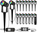 SUNTHIN Outdoor RGBW Landscape Lighting with Remote, Dusk to Dawn, 16 Pack