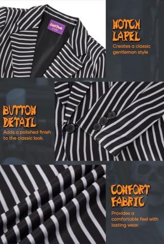Men Halloween Costume Christmas Irregular Cutting Striped Suit
