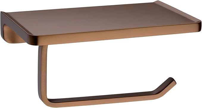 TRUSTMI Toilet Paper Holder with Phone Shelf, Bronze Bathroom Accessories Tissue Roll Dispenser Storage Wall Mounted, Brushed Rose Gold