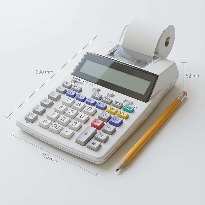 Sharp SH-EL1750V Printing Calculator, Black/Red