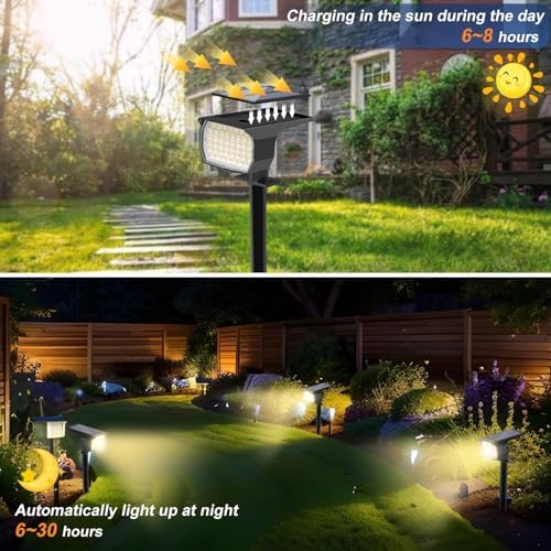 WENATY Solar Spot Lights Outdoor Waterproof Spotlight, 2 Pack, Warm White