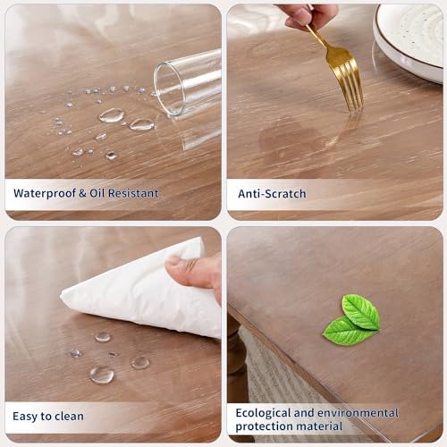 12 x 60 Inch Clear Table Cover Protector, 2mm Thick Clear Desk Mat, Plastic Table Cover, Vinyl Table Protector, Desk Mats on Top of Desks