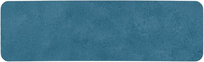TYUU Bathroom Mat Quick Dry, Bathroom Rugs Non Slip Washable Thin Absorbent Bath Mat Fits Under Door Bathroom Floor Mat Perfect for Bath, Shower, or Sink 17"x59" Denim Blue
