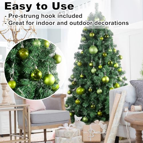 Lime Green 2.5" Christmas Balls Christmas Tree Decoration Ornaments Shatterproof Hanging Balls for Birthday Halloween Holiday Wedding Decorations Set of 10pcs