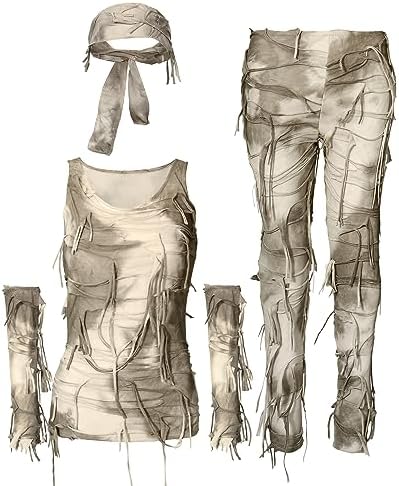 Toulite 5 Pcs Halloween Women Mummy Costume Cosplay Party