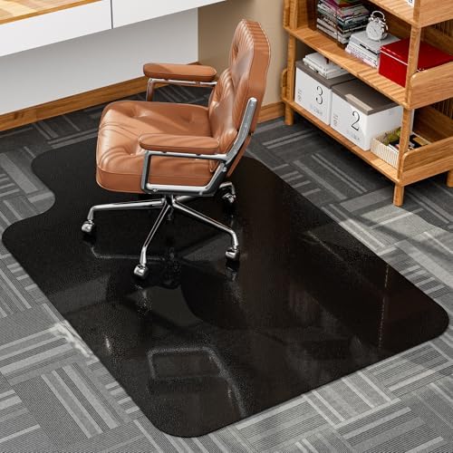 Desk Chair Mat for Low Pile Carpets, 36"x48" T-Shape，Black