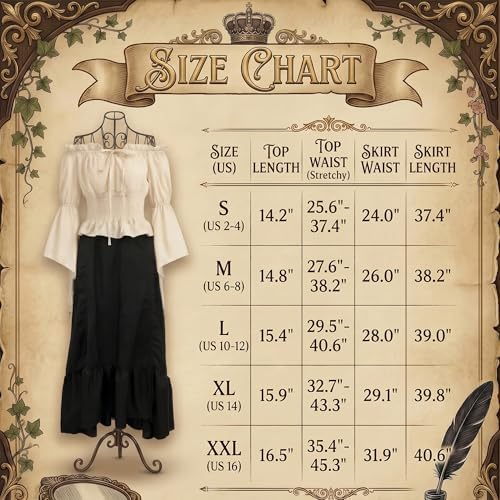 9 PCS Pirate Costume Women Set, Skirt Renaissance Halloween Outfit