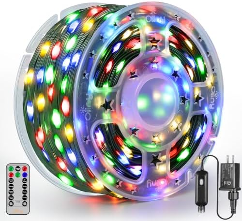 Ollny Christmas Lights 1000 LED 330 FT, IP67 Waterproof Plug in Christmas Tree Lights with Remote, 8 Modes, 3 Timers, Dimmable, House Xmas Indoor Decorations Outdoor Christmas Lights (Multicolored)