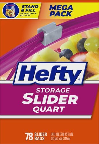 Hefty Slider Storage Bags, Quart Size 78 Count (Pack of 4)