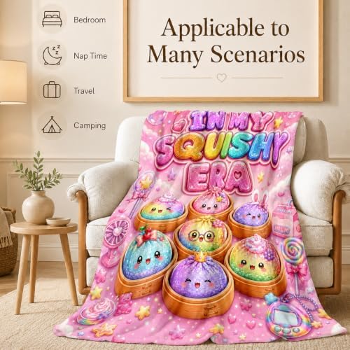Girls Blankets Cute Dumpling Throws, 50" x 60" Kids Teens Blankets Gift
