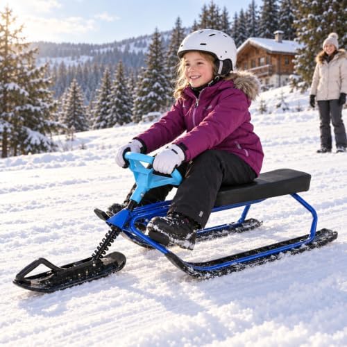 banapoy Kids Snow Sledge with Steering Wheel for Winter Sports