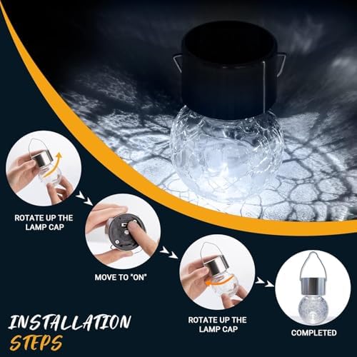 GIGALUMI Solar Lights Outdoor Garden Decor Hanging Lantern for Outside 8 Pc