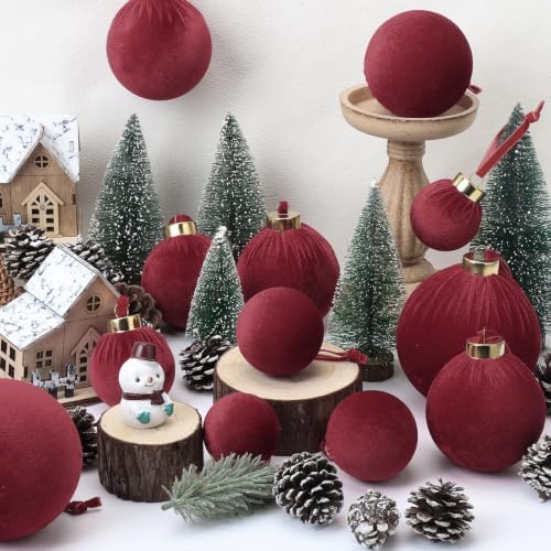 ZenNex 48Pcs Velvet Christmas Balls, Flocked Shatterproof Tree Ornaments