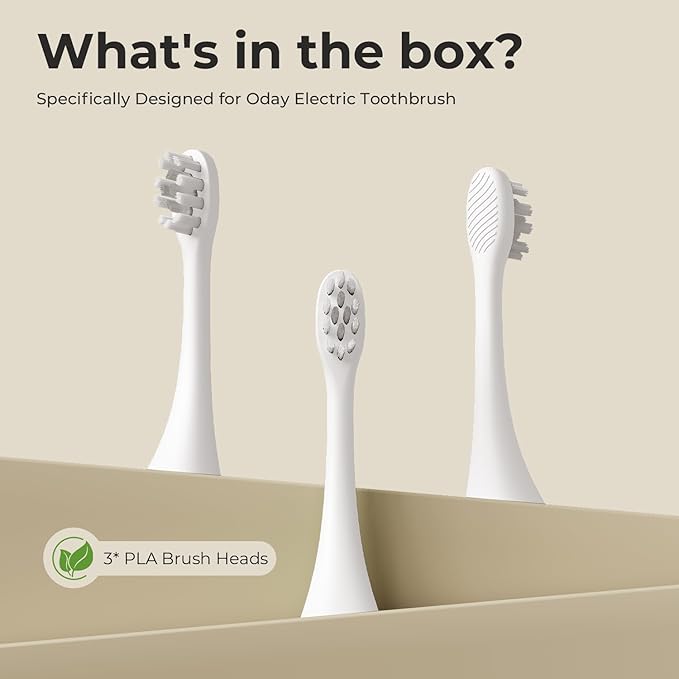 Oday Electric Toothbrush Heads, Long-Lasting Replacement Brush Heads, Compatible Only with Sonic Electric Toothbrush White - Pack of 3