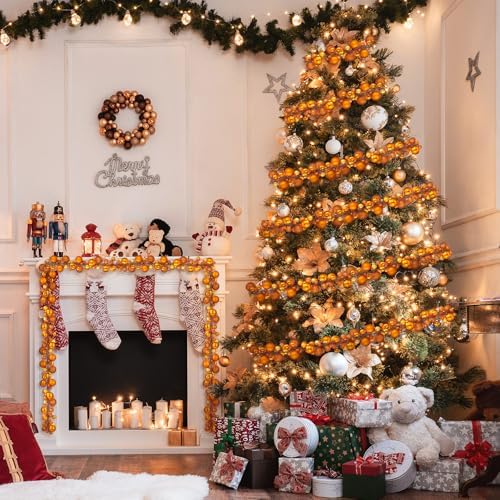 2 Pcs 6 ft Christmas Ball Ornament Garland, Orange