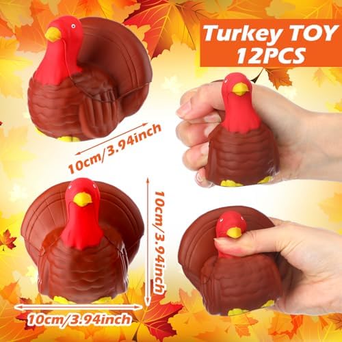 Meooeck 12 Pcs Thanksgiving Turkey Fidgets Balls Thanksgiving Party Favor