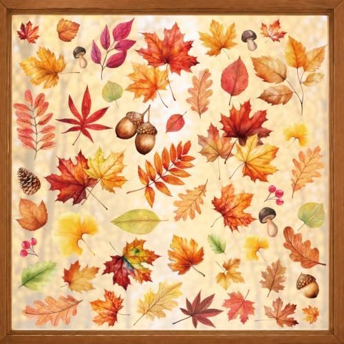 102 PCS Fall Window Clings Decor Autumn Thanksgiving Decorations Stickers