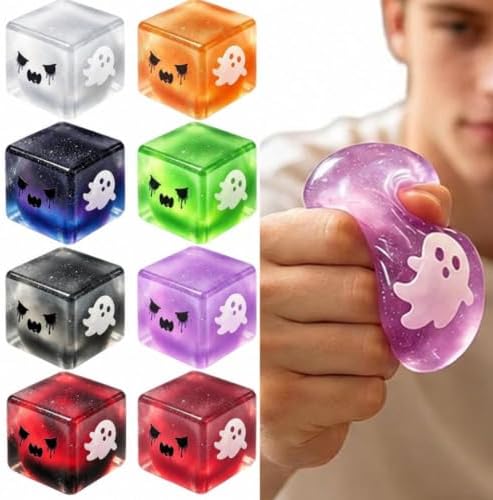 Halloween Ghost Bao Glitter-Squishy Super Soft Slow Rising Squeeze Ball, Spooky Desk Decor for Halloween Party Favors(8pack)