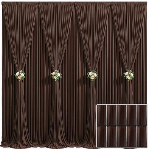 10 Panels Brown Backdrop Curtain for Parties Wedding Wrinkle Free Brown Photo Curtains Backdrop Drapes Fabric Decoration for Birthday Party Baby Shower 50ft(W) x 10ft(H)